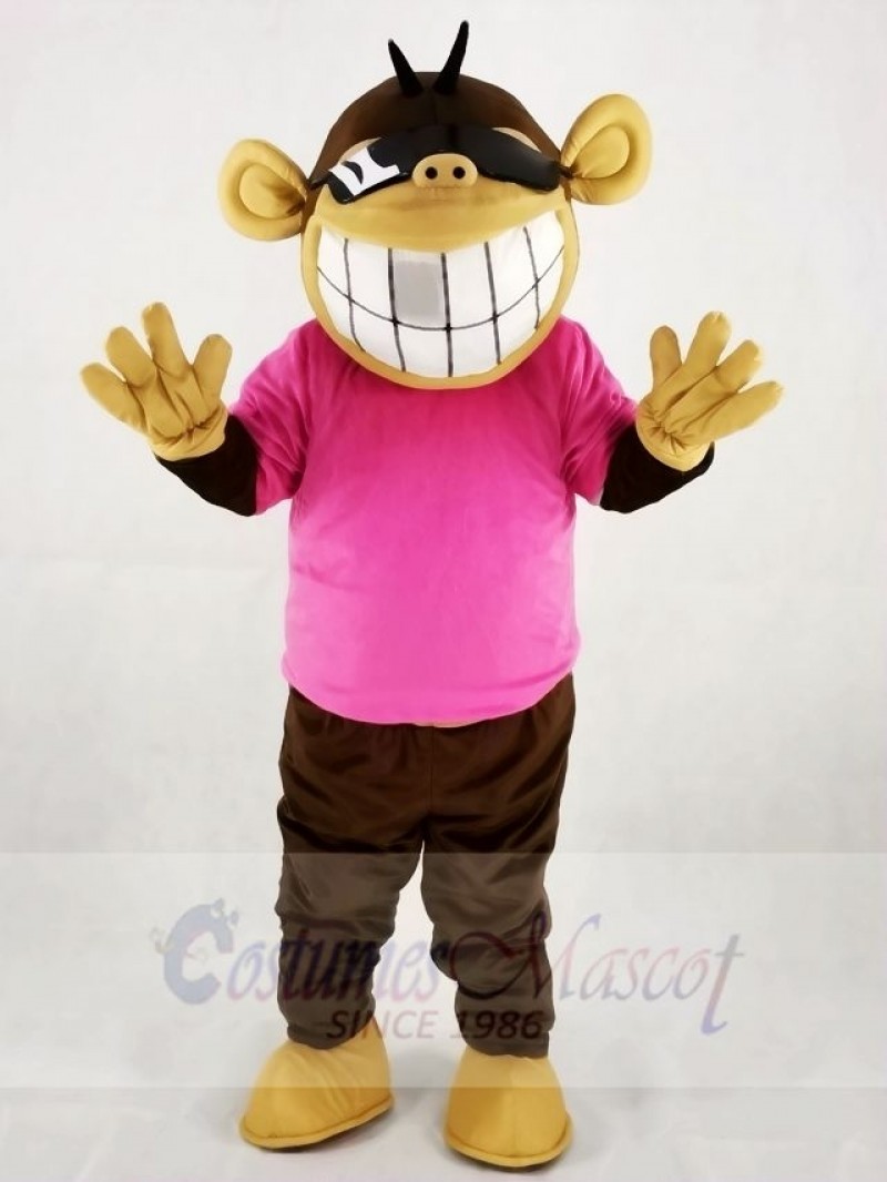 Funny Monkey in Pink T-shirt Mascot Costumes Animal 