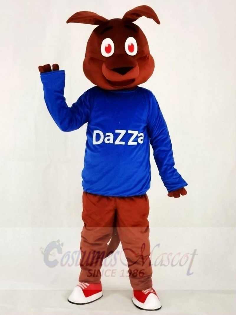 Kangaroo in Blue Shirt Mascot Costumes Animal 