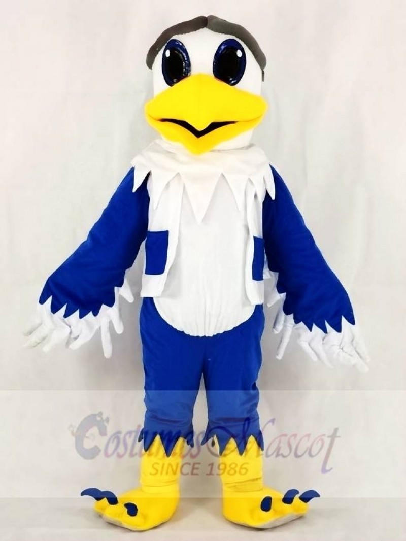 Blue and White Eagle Ace Pilot Bird Hawk Mascot Costumes Animal 