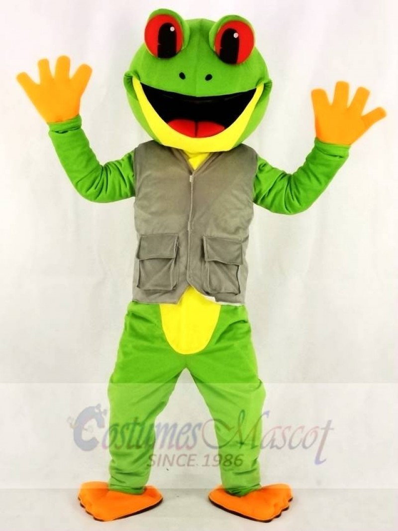 Green Tree Frog in Vest Mascot Costumes  