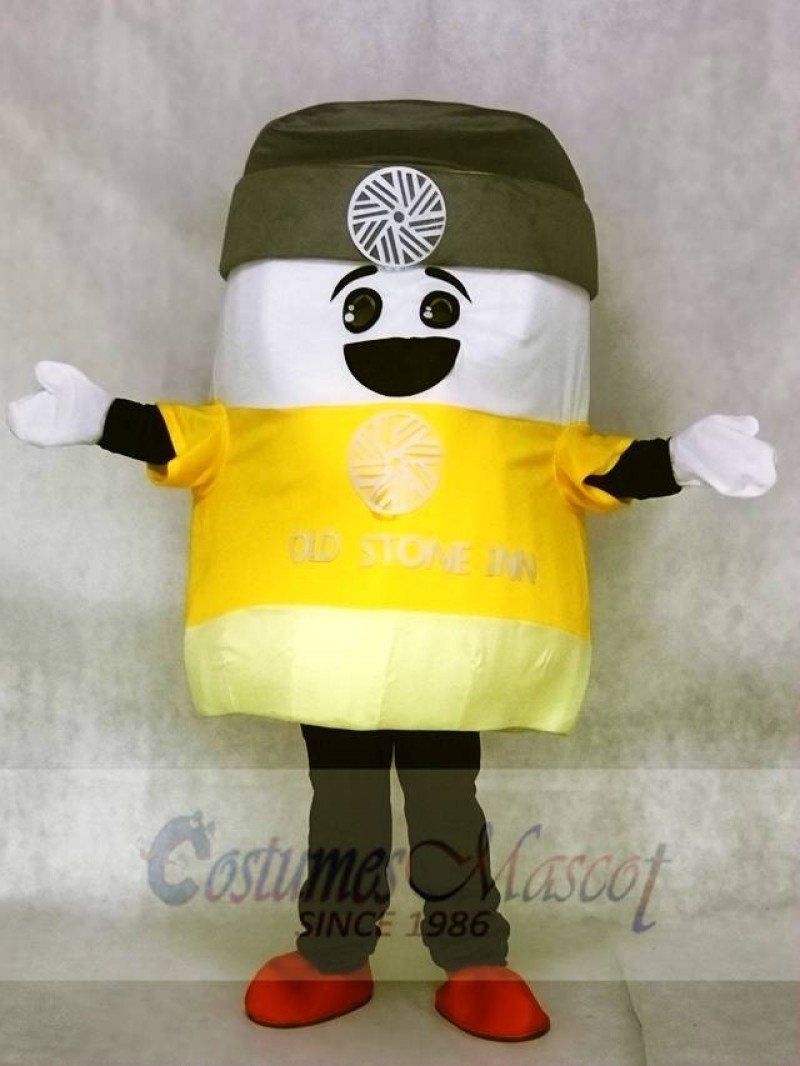 Marshmallow Mascot Costumes with Grey Hat Snack