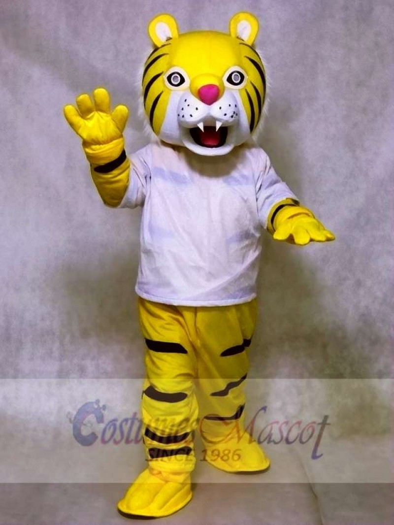 Happy Tiger in White Shirt Mascot Costumes Animal