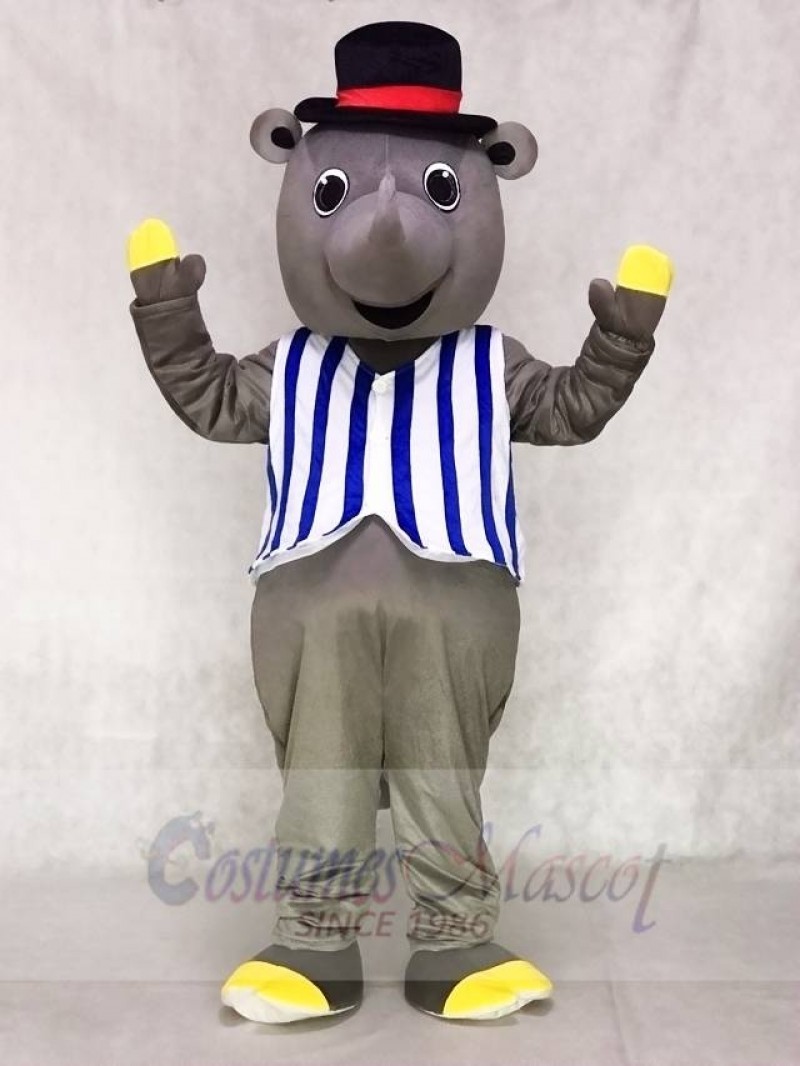 R.I. Nocerous Rhino with Vest & Hat Mascot Costumes Animal