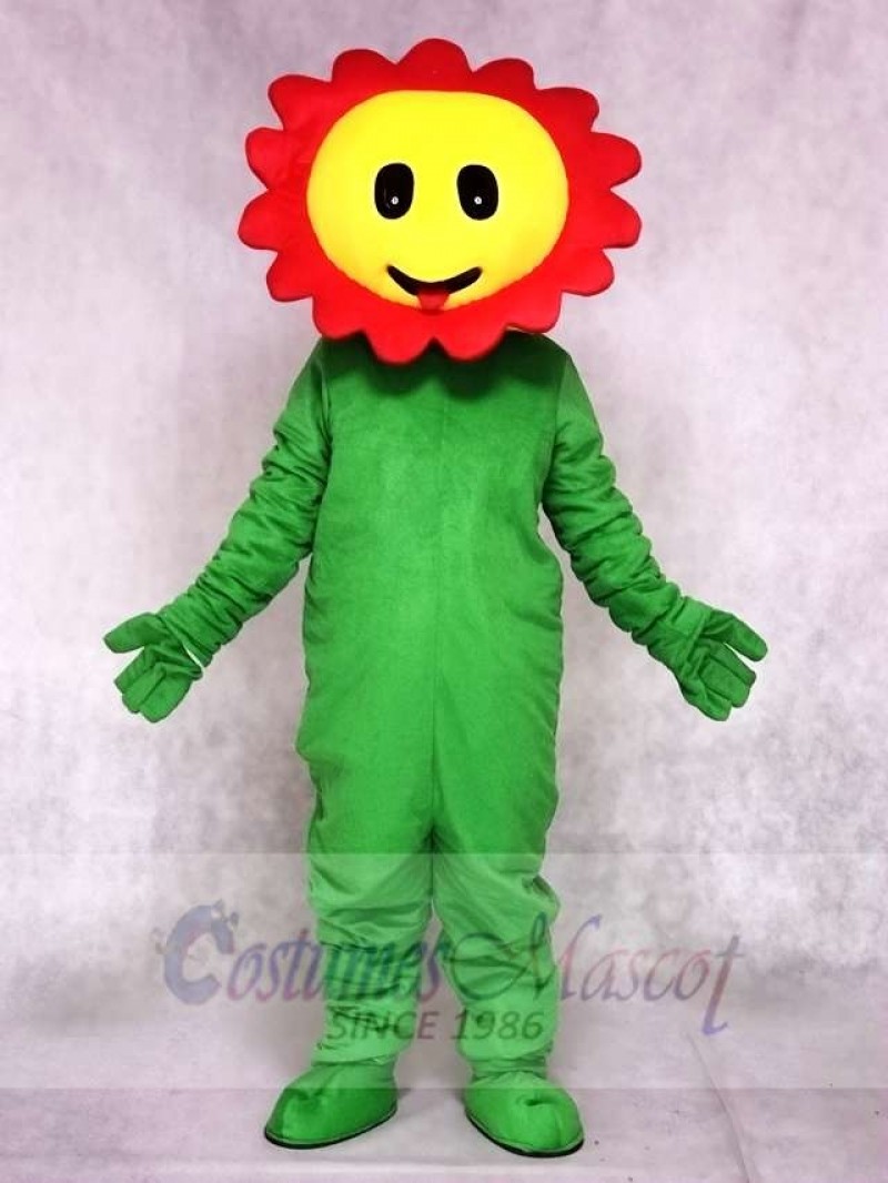 Red Giggling Sun Flower Mascot Costumes Plant