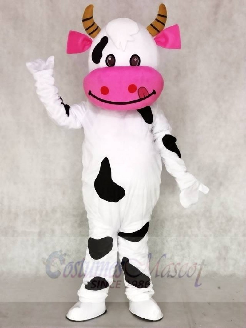 Pink Ear Cow Mascot Costumes Animal