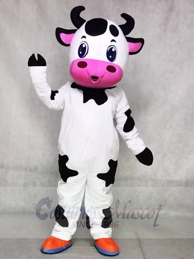 Cute Blue Eyes Cow Mascot Costumes Farm Animal