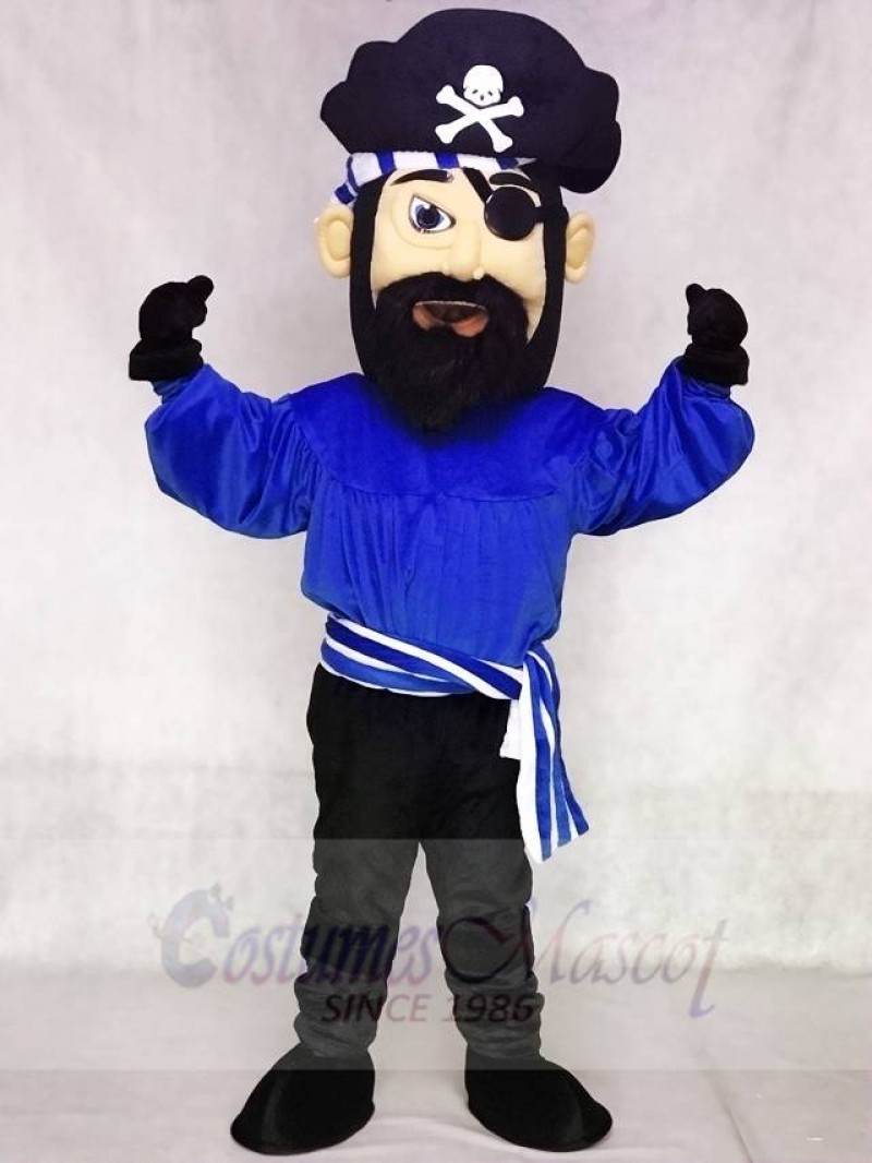 High Quality Adult Fierce Dark Blue Pirate Mascot Costume