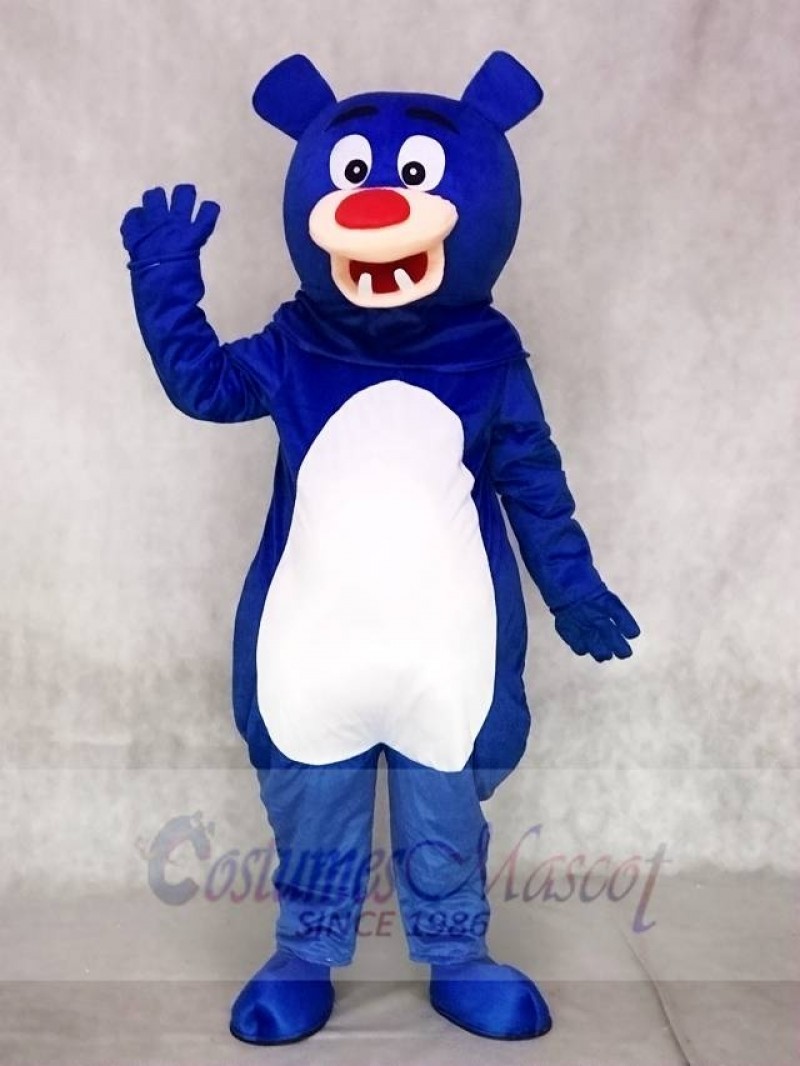 Blue Bear with White Belly Mascot Costumes Animal