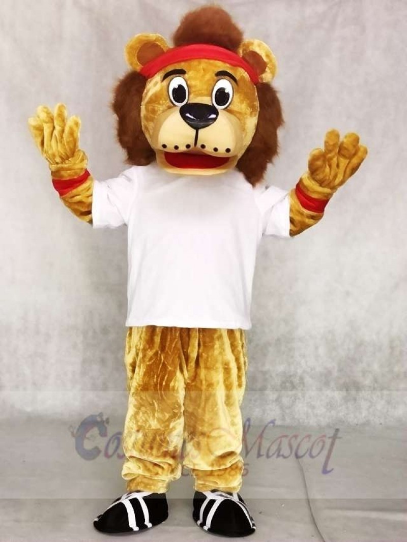 Lenny The Lion in White Vest Mascot Costumes Animal