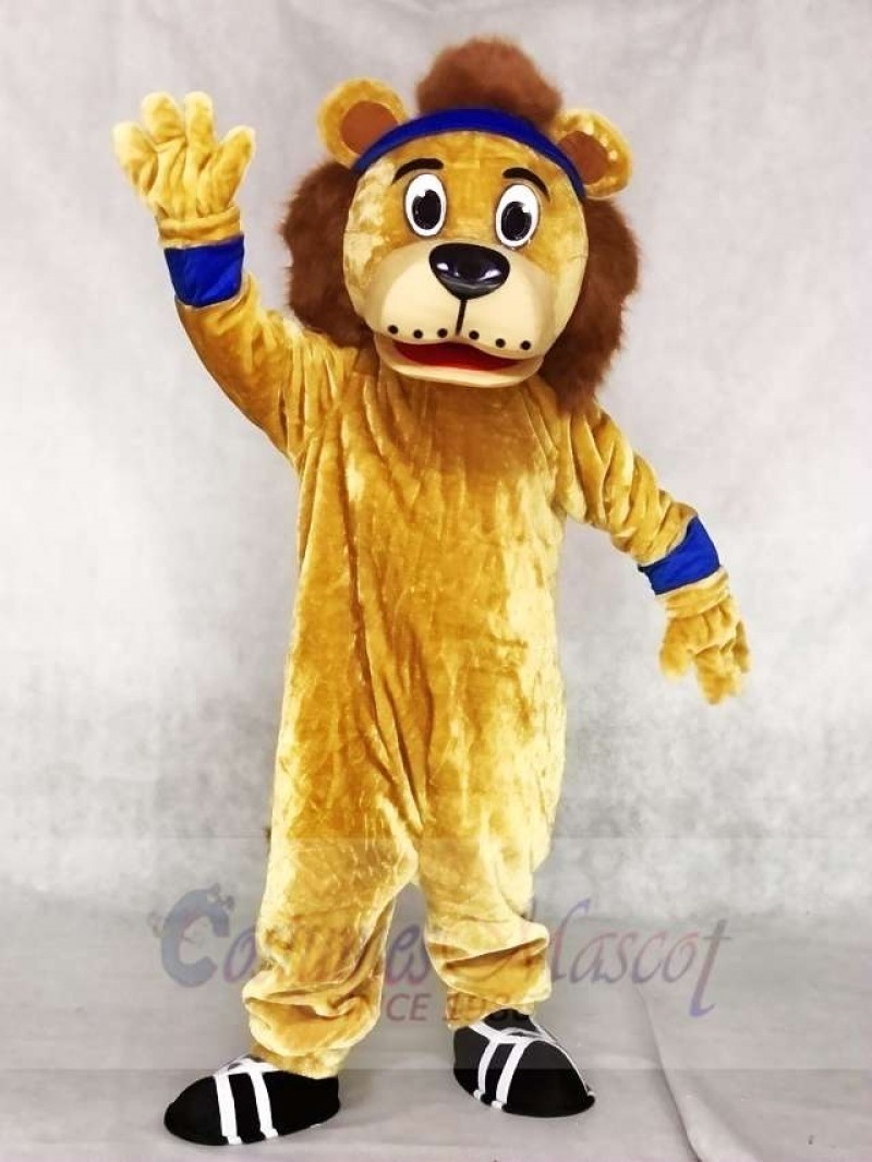 Lenny The Lion with Blue Head Band Mascot Costumes Animal 