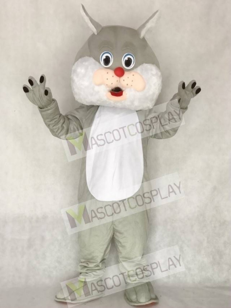 Cute Grey Wirey Wildcat Mascot Costume Animal