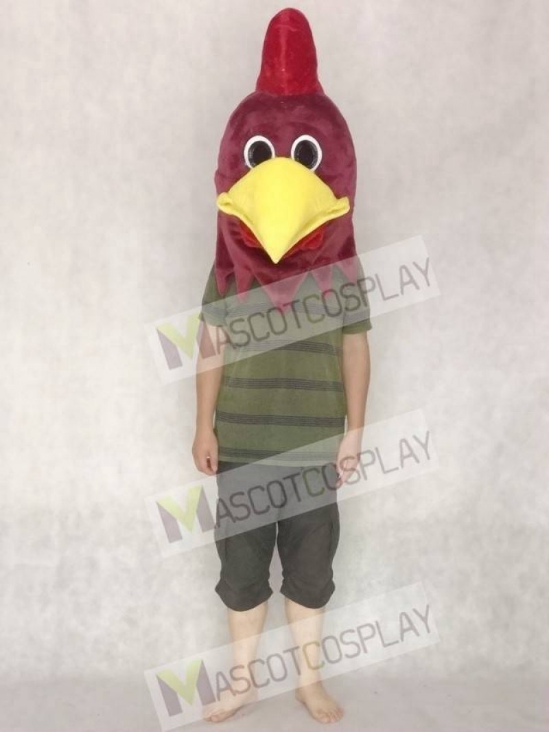 Cute Realistic Rusty Rooster Mascot HEAD ONLY Animal