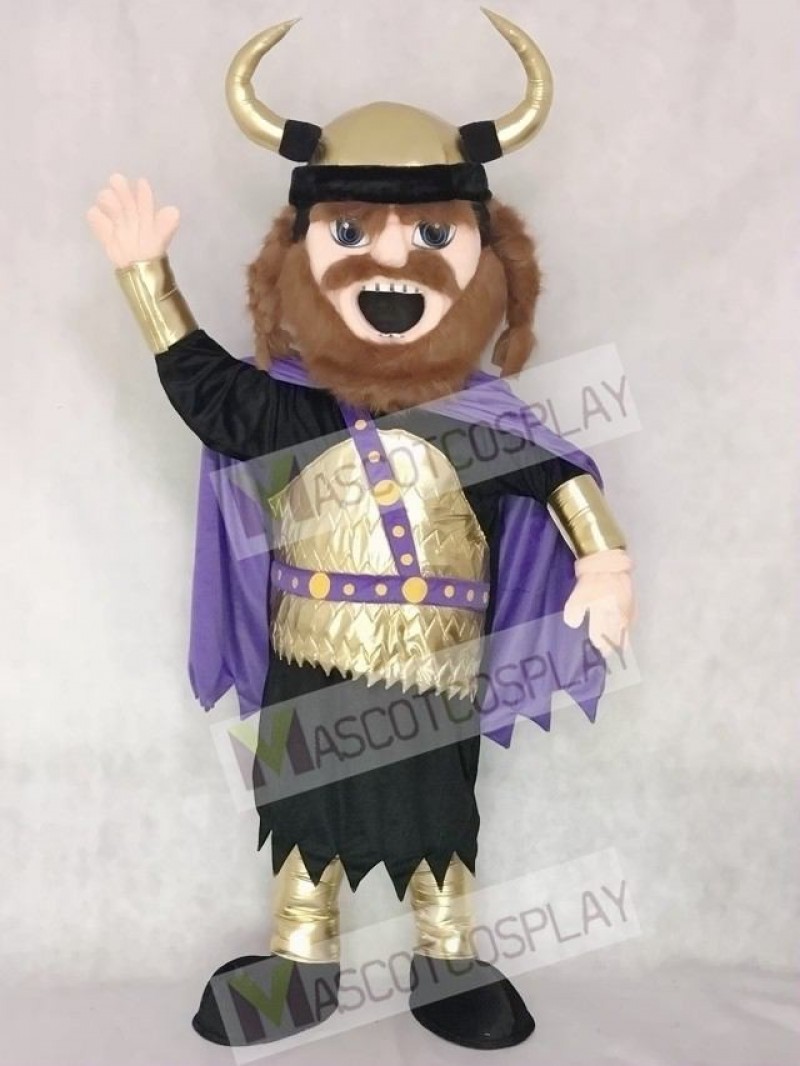 Fierce New Viking Mascot Costume with Purple Cloak