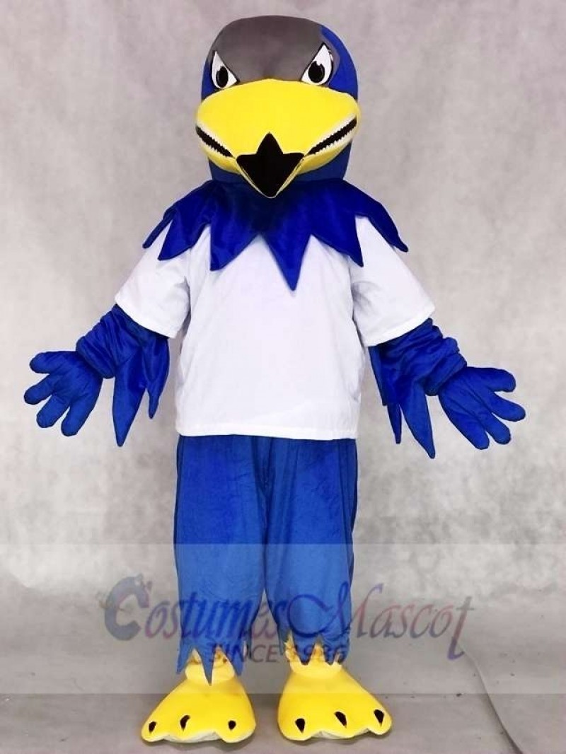 White Sport Shirt Blue Falcon Eagle Mascot Costumes Animal