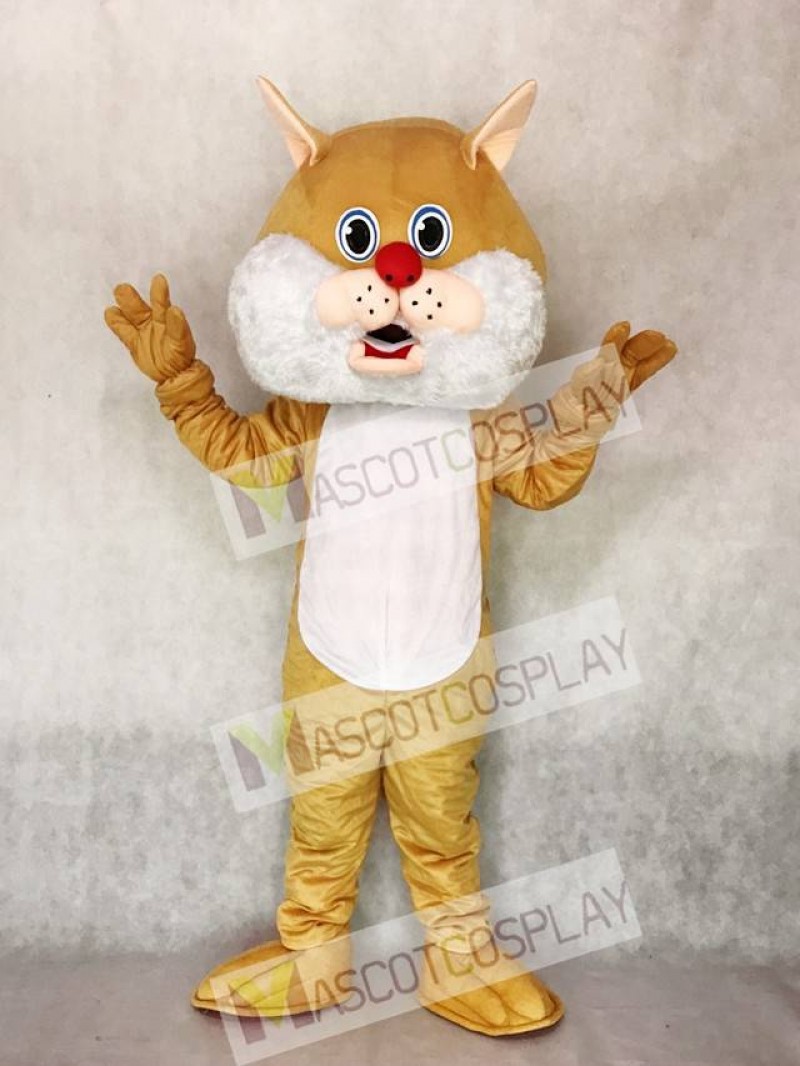 Cute Tan Wirey Wildcat Mascot Costume