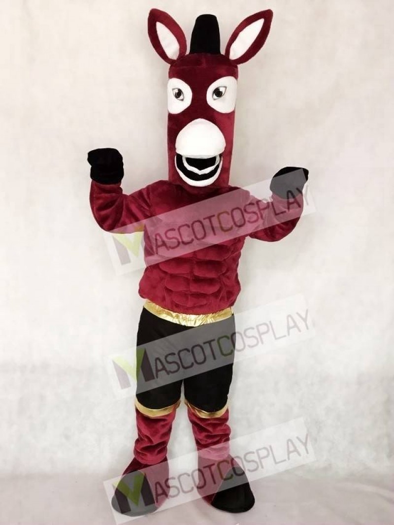 Maroon Jack Mule Mascot Character Costume Fancy Dress Outfit