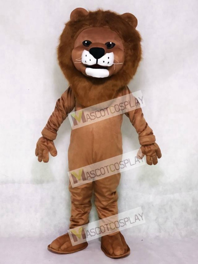 Realistic Animal Friendly Smiling Lion Mascot Costume