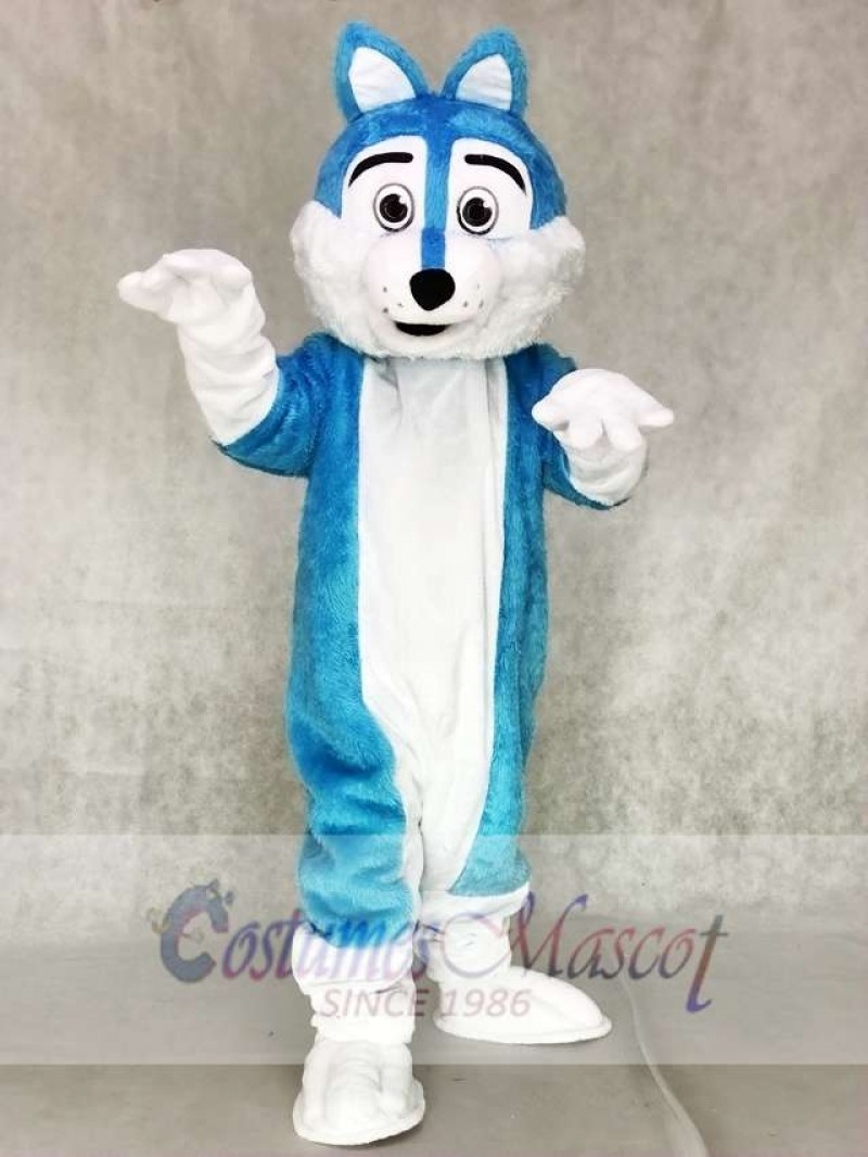 Blue and White Wolf Fursuit Mascot Costumes Animal