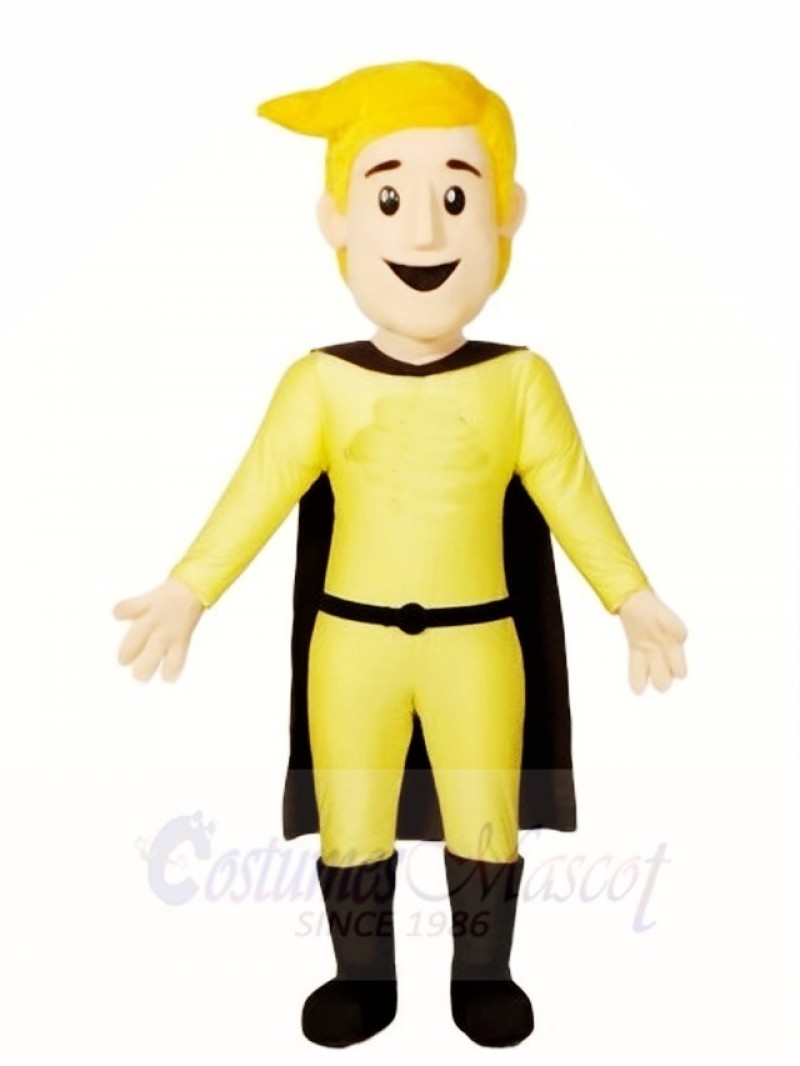 Man Hero in Black Cape Mascot Costumes People