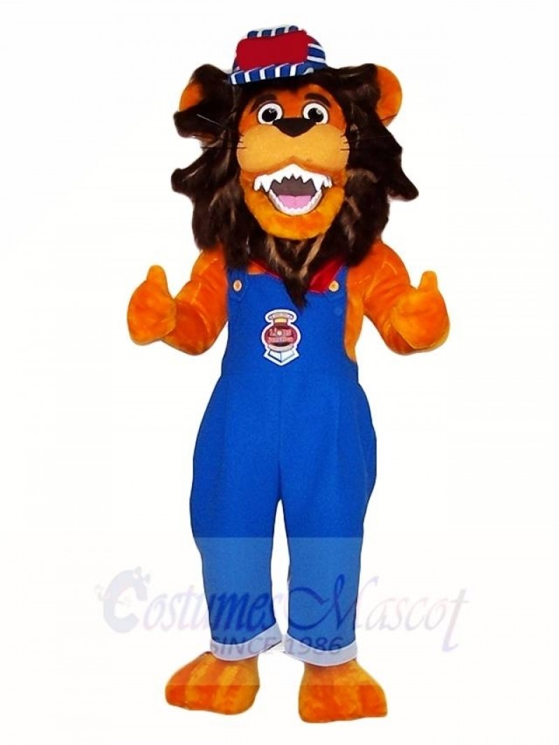Blue Overalls Lion Mascot Costumes Animal 