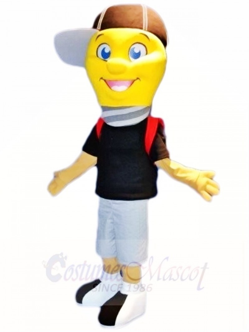 Lamp Light Bulb With Cap Boy Mascot Costumes People