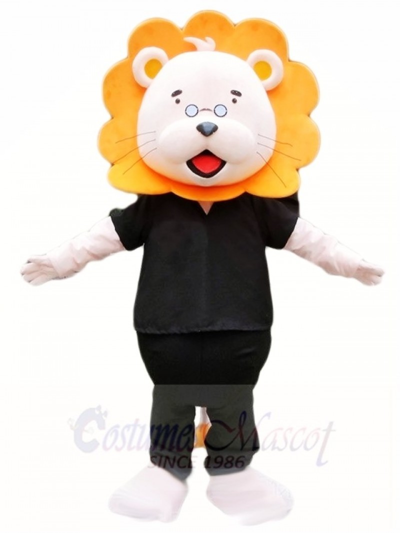 Orange Mane Black Shirt Lion Mascot Costumes Animal 