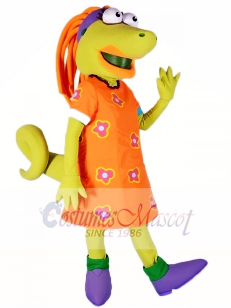 Lizard with Orange Dress Mascot Costumes Animal