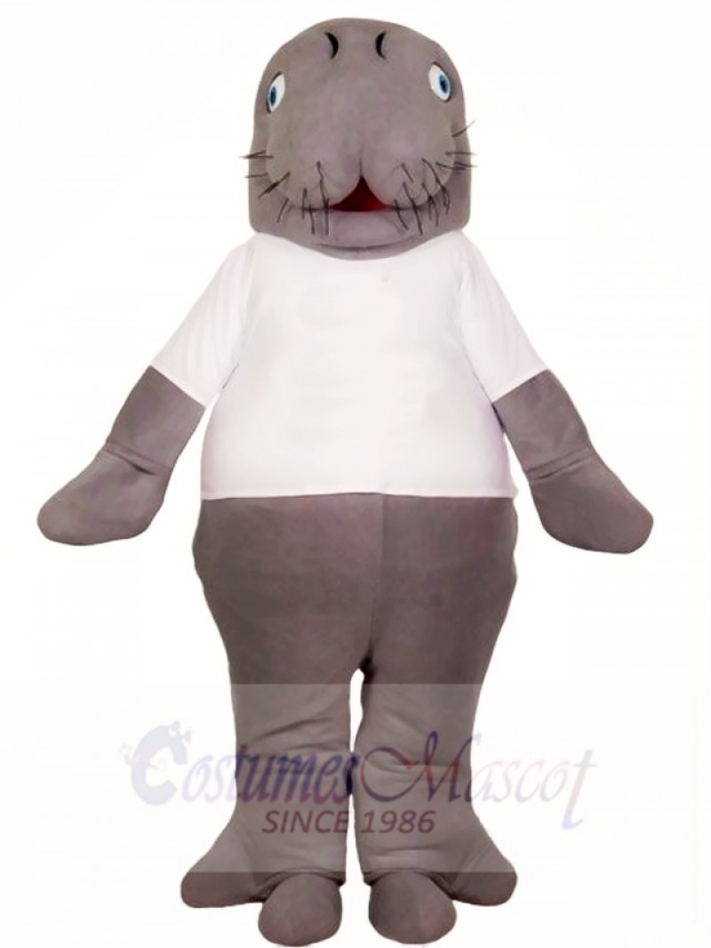 Manatee in White Shirt Mascot Costumes Animal