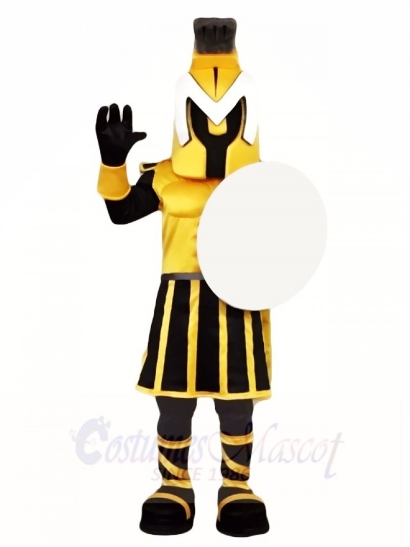 Black and Yellow Spartan Knight Mascot Costumes People