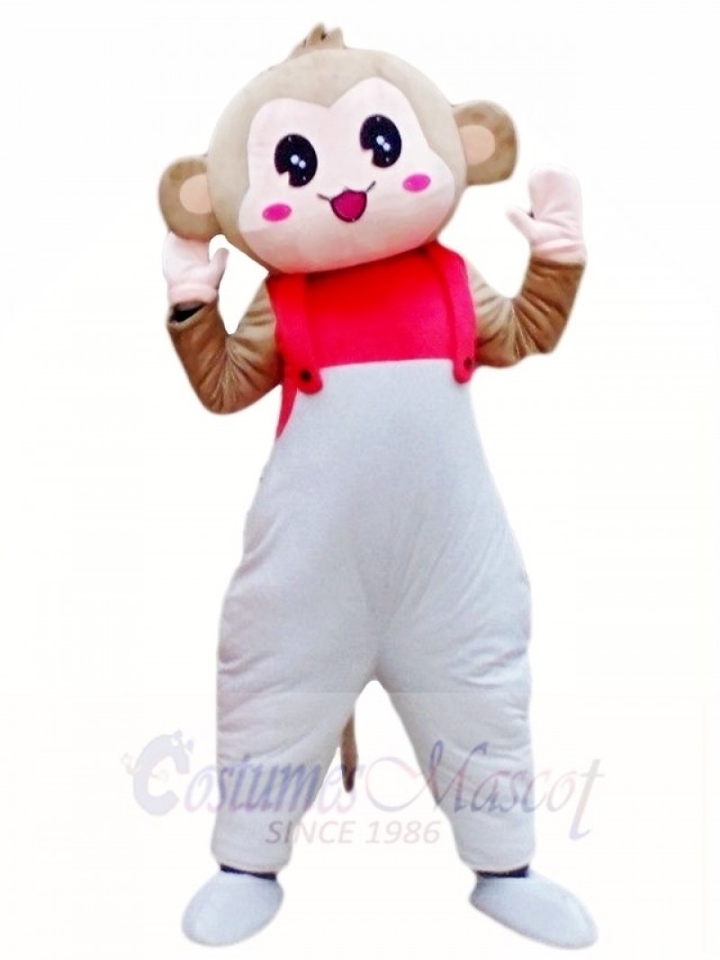 Monkey in White Overalls Mascot Costumes Animal 