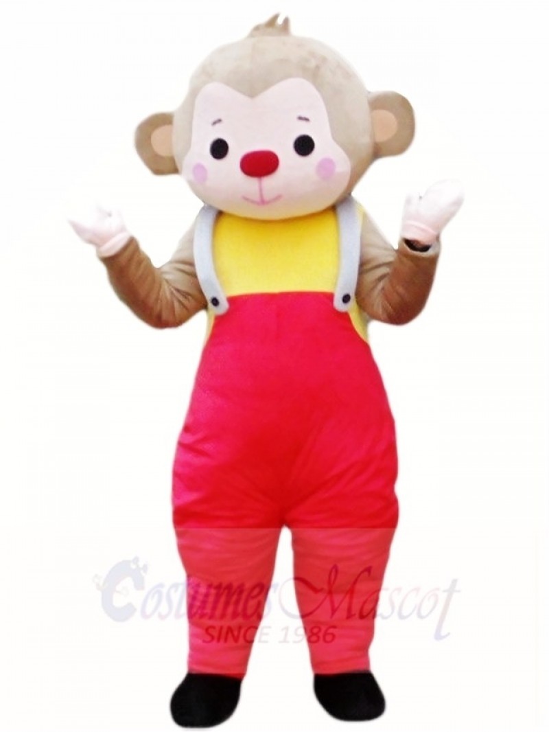 Monkey in Red Overalls Mascot Costumes Animal 