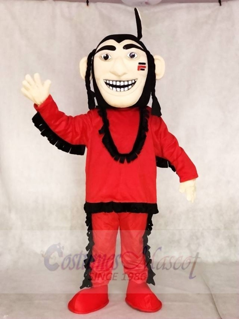 Red Brave Indian Mascot Costume People