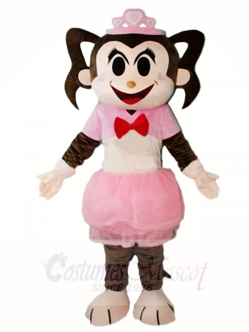 Pink Dress Monkey Girl Mascot Costumes Animal