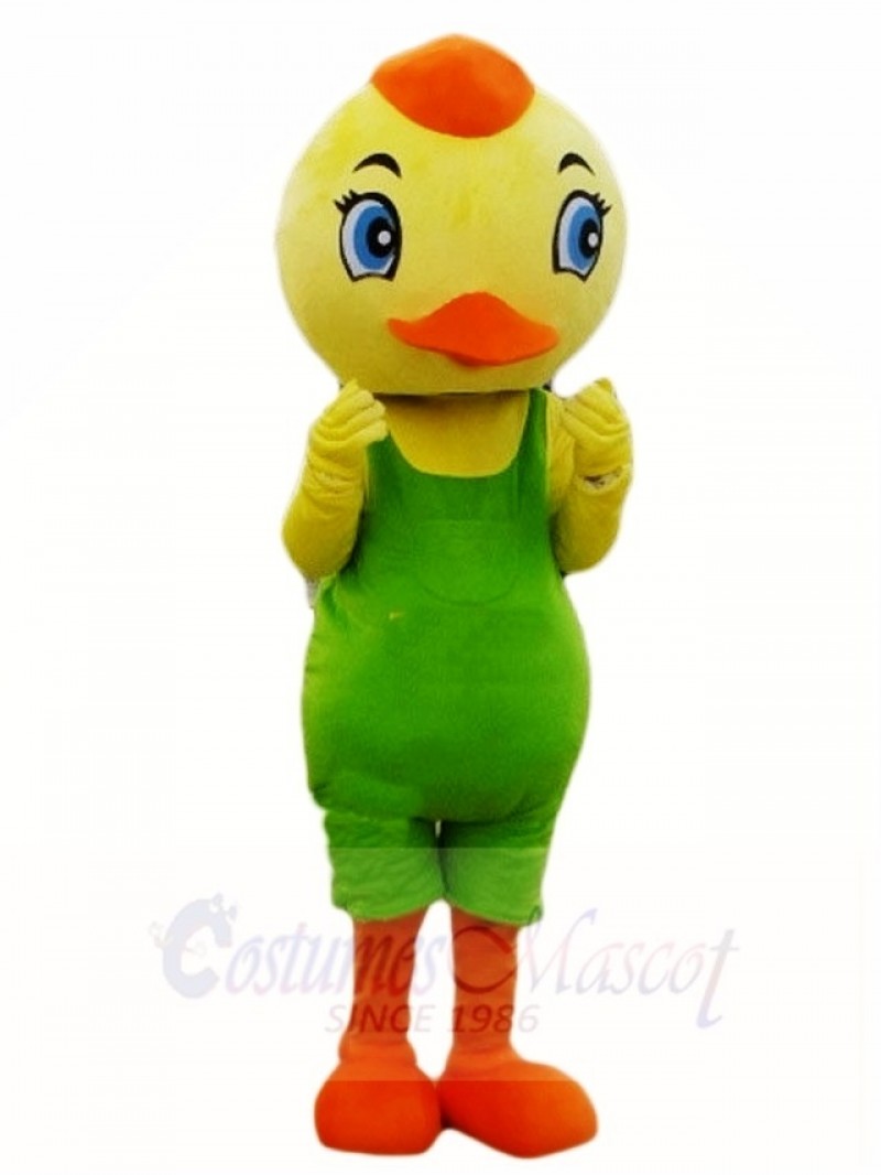 Yellow Bird in Green Overalls Mascot Costumes Animal