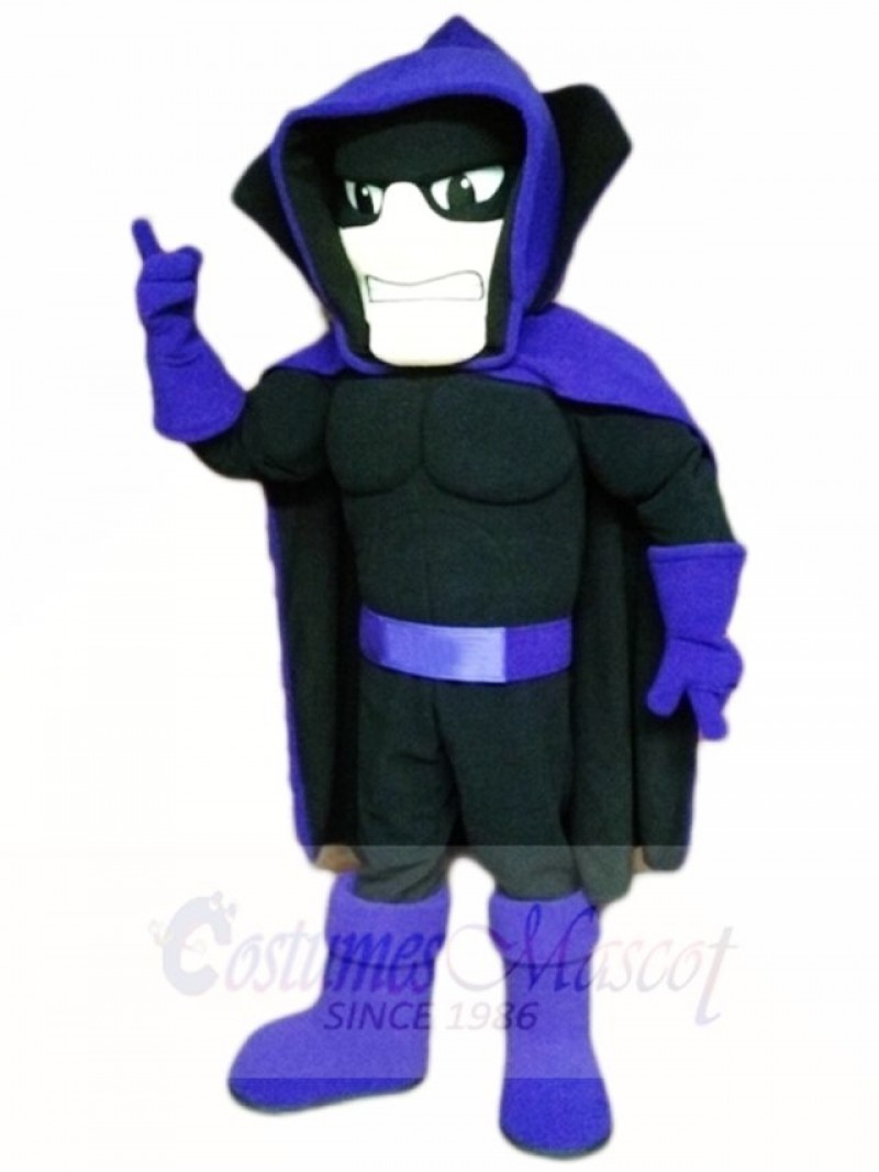 Black Phantom Ghost Specter with Purple Cape Mascot Costumes