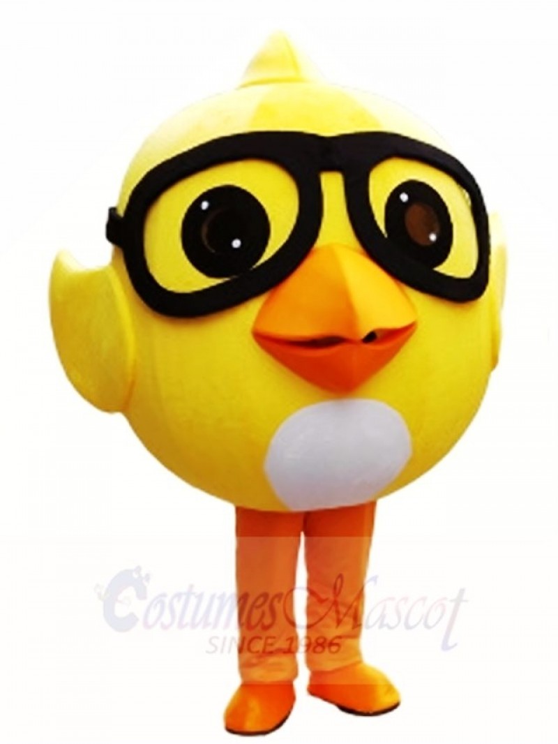 Yellow Chick with Glasses Mascot Costumes Poultry