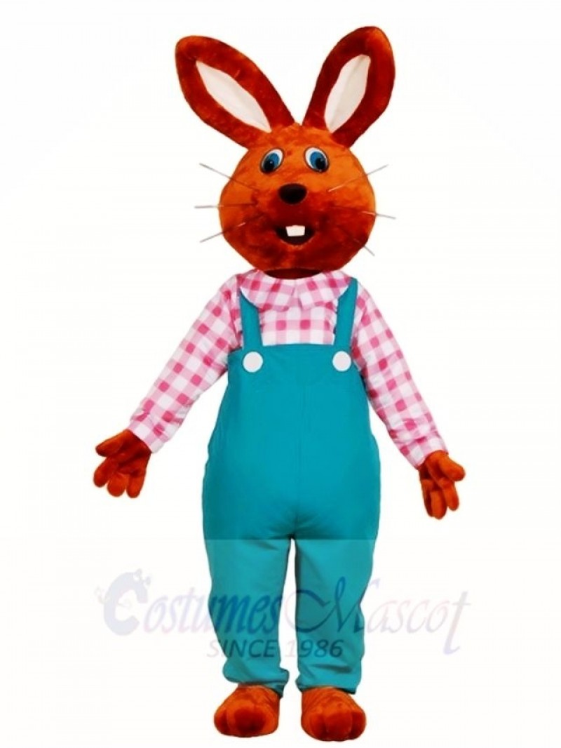 Chocolate Rabbit in Overalls Mascot Costumes Easter Bunny Animal
