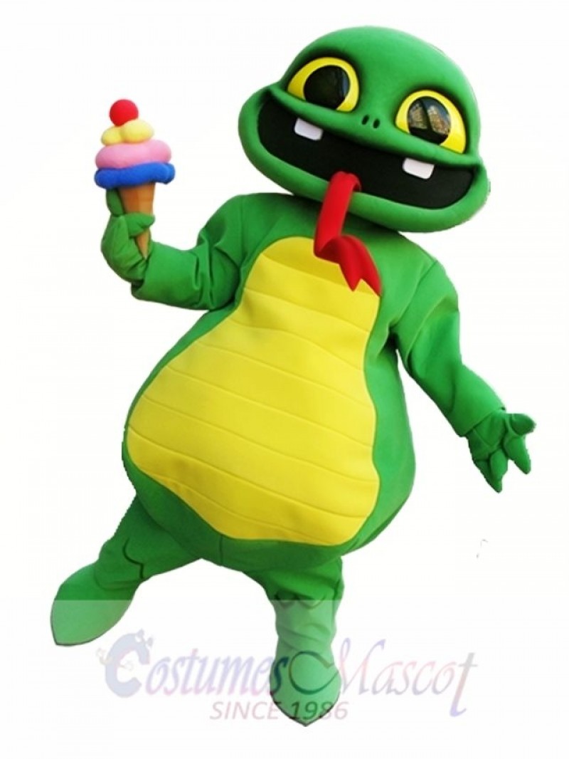 Snake Holding An Ice Cream Mascot Costume Green Snake Mascot Costumes