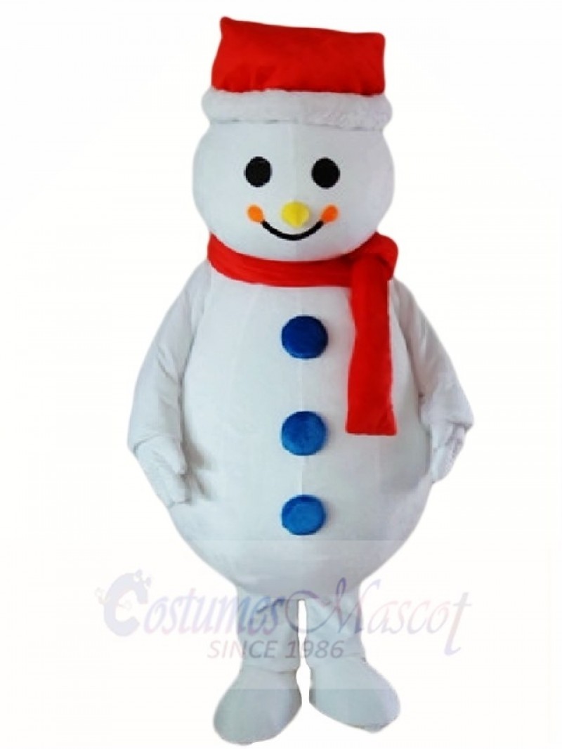 Snowman Mascot Costumes with Red Hat Christmas Xmas