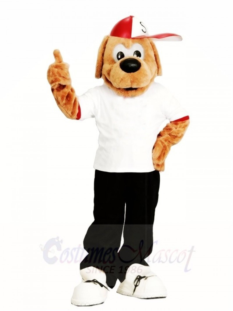 Brown Dog with A Hat Mascot Costumes Animal 
