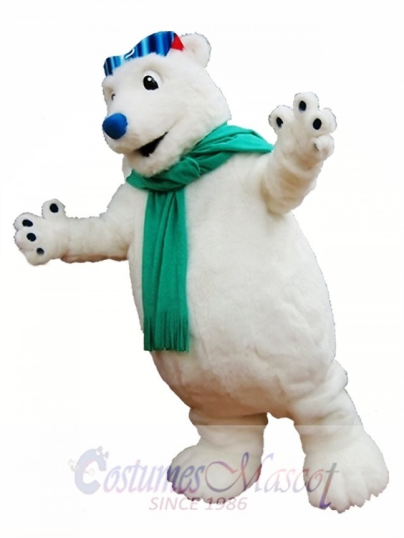 Polar Bear Mascot Costume White Bear with Scarf Mascot Costumes