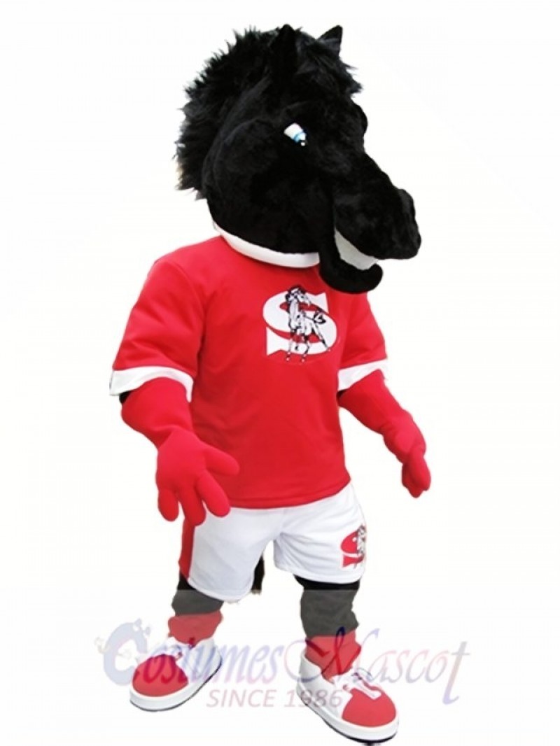 Black Horse Mascot Costume Black Mustang Mascot Costumes
