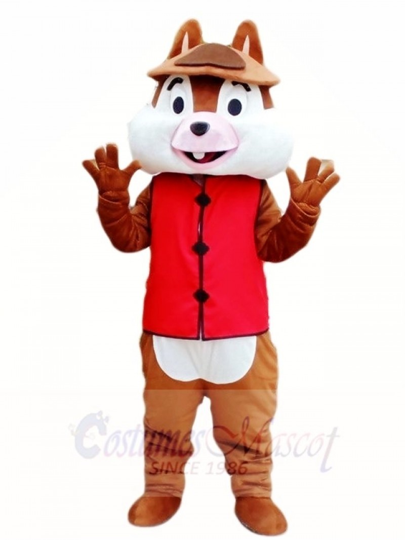 One Tooth Squirrel in Red Vest Mascot Costumes Animal