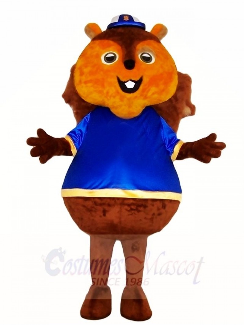 Brown Squirrel in Blue Shirt Mascot Costumes Animal
