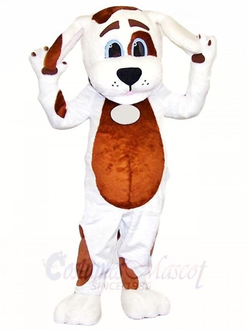 White Dog Mascot Costumes with Brown Belly Animal
