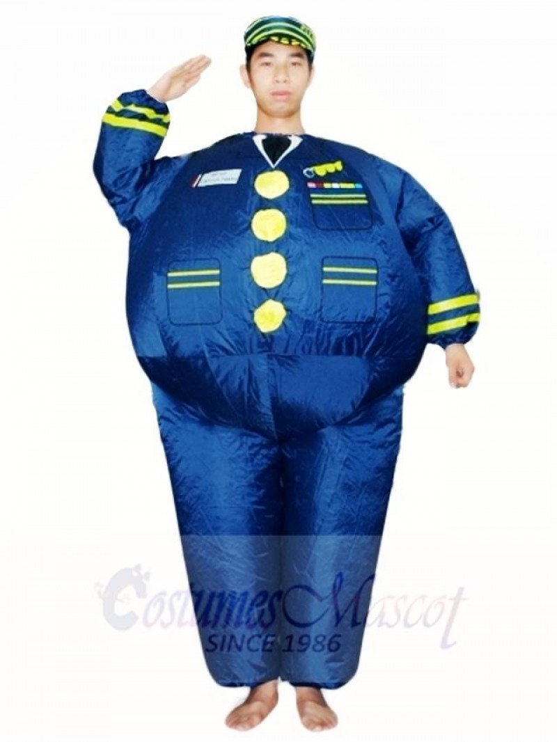 Blue Navy Captain Pilot Inflatable Halloween Xmas Costumes for Adults