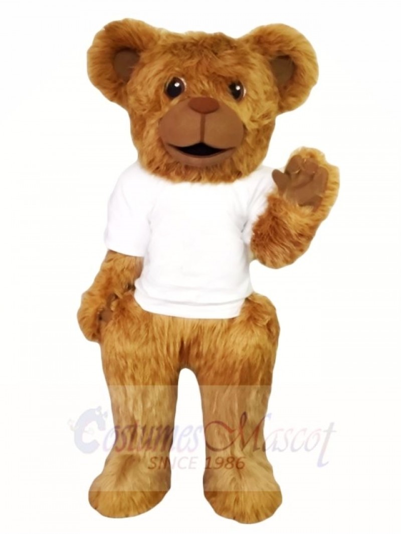 Hairy Bear in White Shirt Mascot Costumes Animal