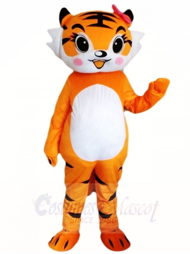 Tiger with Pink Bowknot Mascot Costumes Animal