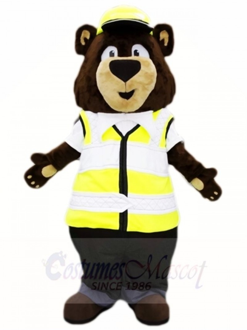  Traffic Police Brown Bear Mascot Costumes Animal