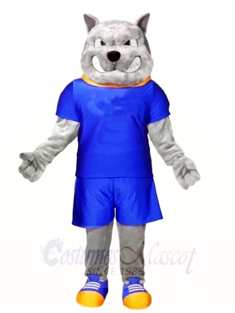Gray Dog in Blue Suit Mascot Costumes Animal